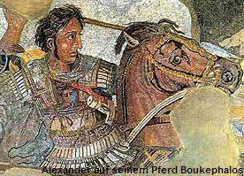 Alexander auf seinem Pferd Boukephalos