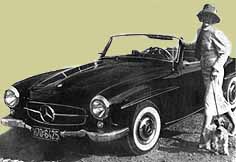 Rosemarie Nitribitt mit ihrem Mercedes-Cabrio