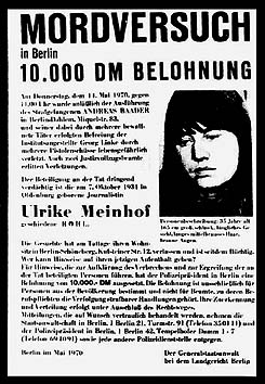 Fahndungsplakat vom Mai 1970