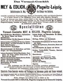 Anzeige aus dem Jahr 1882
