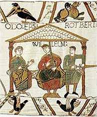 mit seinen Söhnen Odo und Robert (Auschnitt aus dem Teppich von Bayeux)